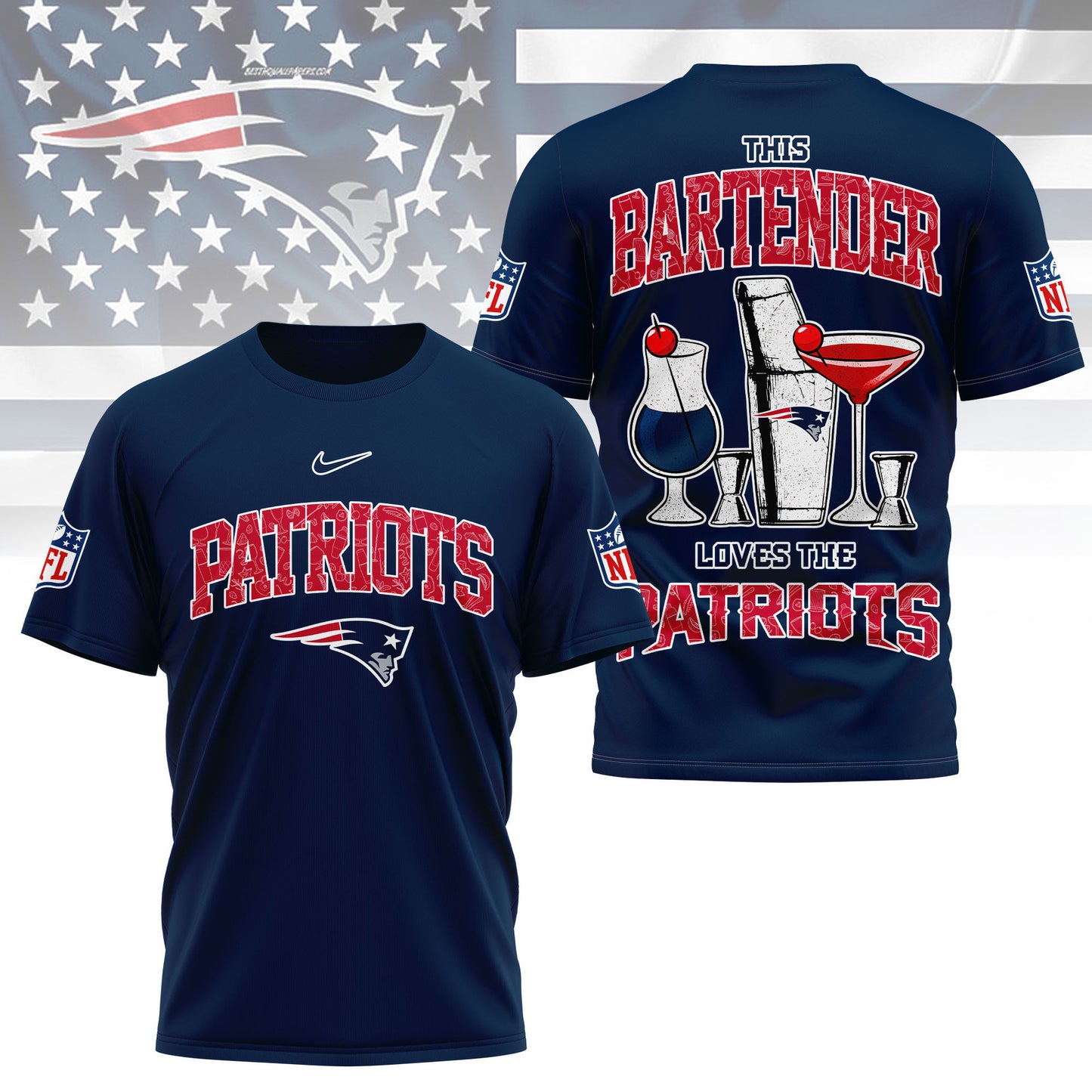 LIMITED EDITION - NEW CUSTOMIZED NFL27 NEP NEW ENGLAND PATRIOTS BARTENDER FAN 3D SHIRT