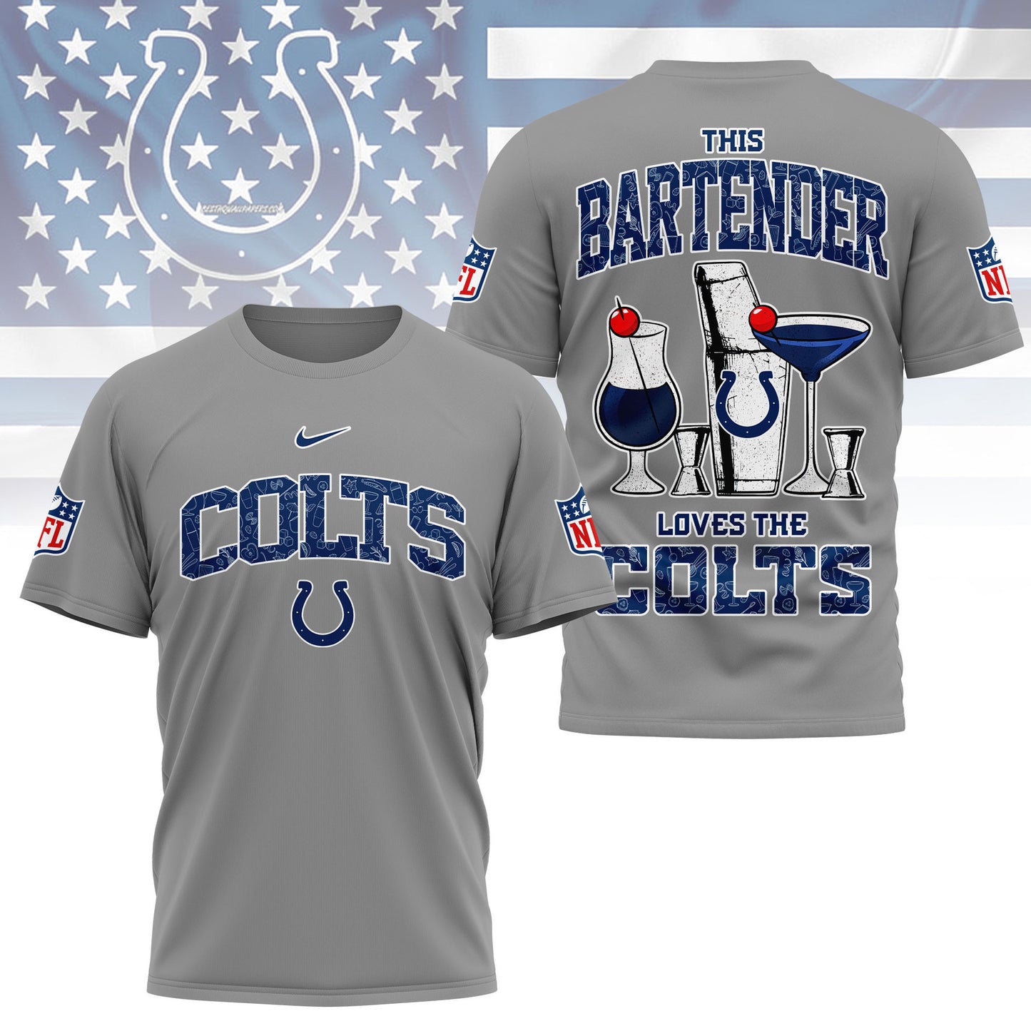 LIMITED EDITION - NEW CUSTOMIZED NFL17 IDC INDIANAPOLIS COLTS BARTENDER FAN 3D SHIRT