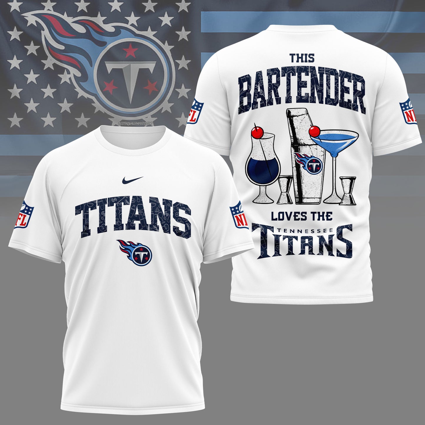 LIMITED EDITION - NEW CUSTOMIZED NFL31 TST TENNESSEE TITANS BARTENDER FAN 3D SHIRT