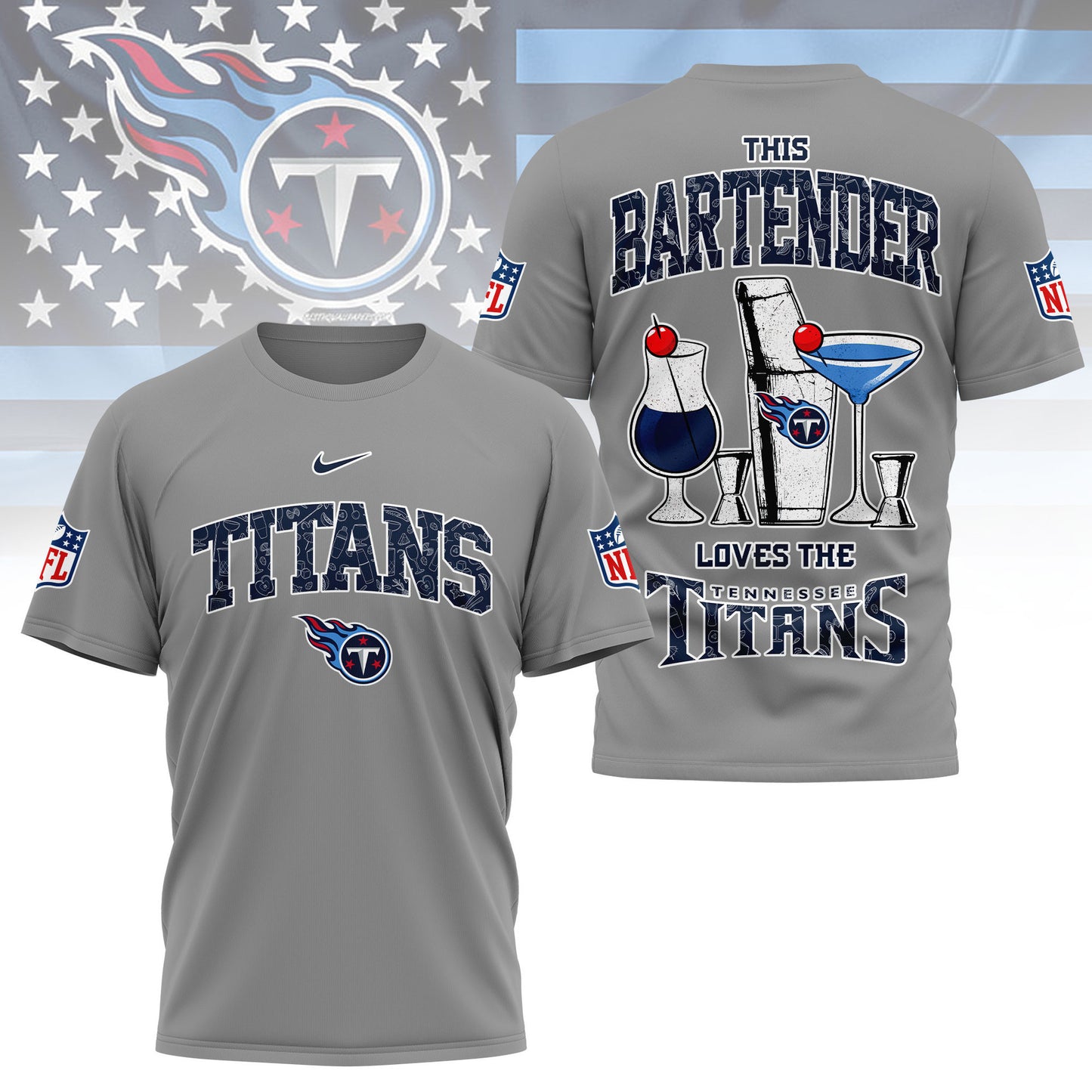 LIMITED EDITION - NEW CUSTOMIZED NFL31 TST TENNESSEE TITANS BARTENDER FAN 3D SHIRT