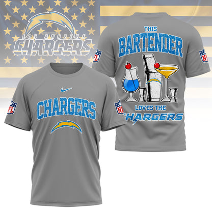 LIMITED EDITION - NEW CUSTOMIZED NFL09 LAC LOS ANGELES CHARGERS BARTENDER FAN 3D SHIRT