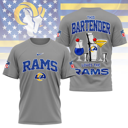 LIMITED EDITION - NEW CUSTOMIZED NFL22 LAR LOS ANGELES RAMS BARTENDER FAN 3D SHIRT