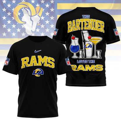 LIMITED EDITION - NEW CUSTOMIZED NFL22 LAR LOS ANGELES RAMS BARTENDER FAN 3D SHIRT
