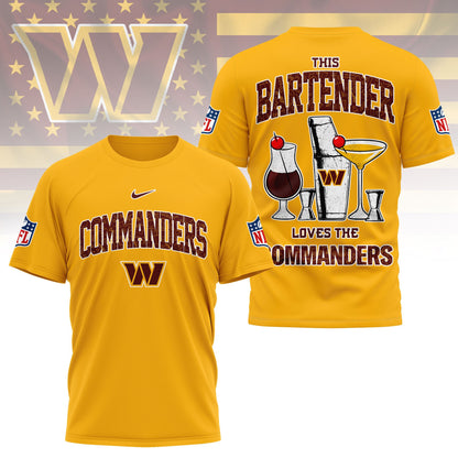 LIMITED EDITION - NEW CUSTOMIZED NFL12 WTC WASHINGTON COMMANDERS BARTENDER FAN 3D SHIRT