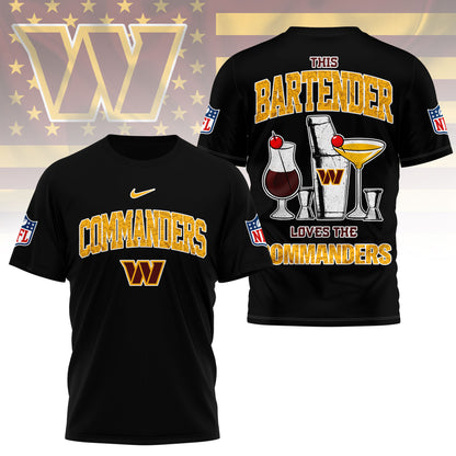 LIMITED EDITION - NEW CUSTOMIZED NFL12 WTC WASHINGTON COMMANDERS BARTENDER FAN 3D SHIRT
