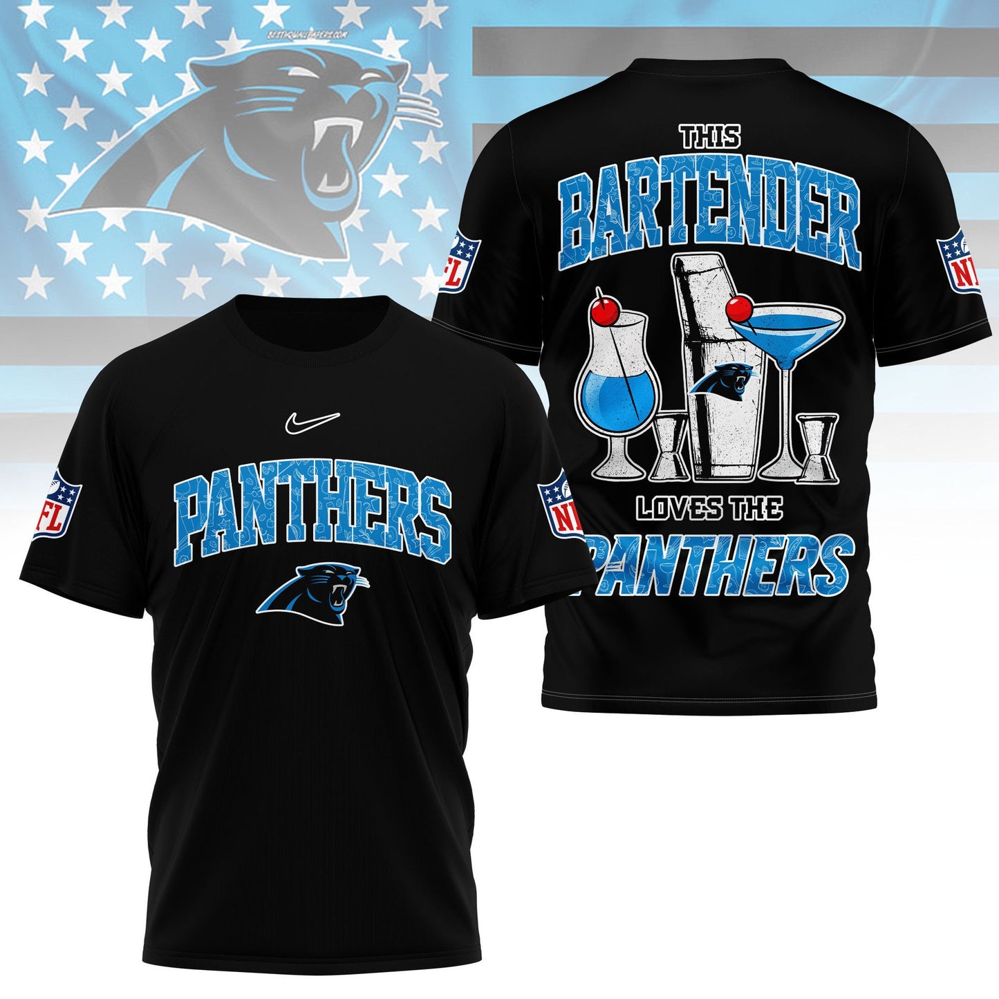 LIMITED EDITION - NEW CUSTOMIZED NFL23 CLP CAROLINA PANTHERS BARTENDER FAN 3D SHIRT