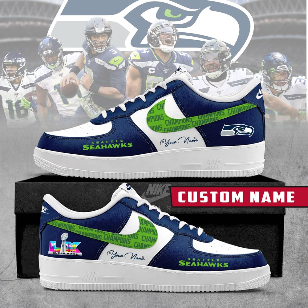 LIMITED EDITION - NEW CUSTOMIZED NFL06 SSH SEATTLE SEAHAWKS CHAMPIONS AF1 SNEAKERS 20