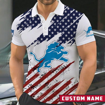 LIMITED EDITION - NEW CUSTOMIZED NFL04 DTL DETROIT LIONS POLO SHIRT