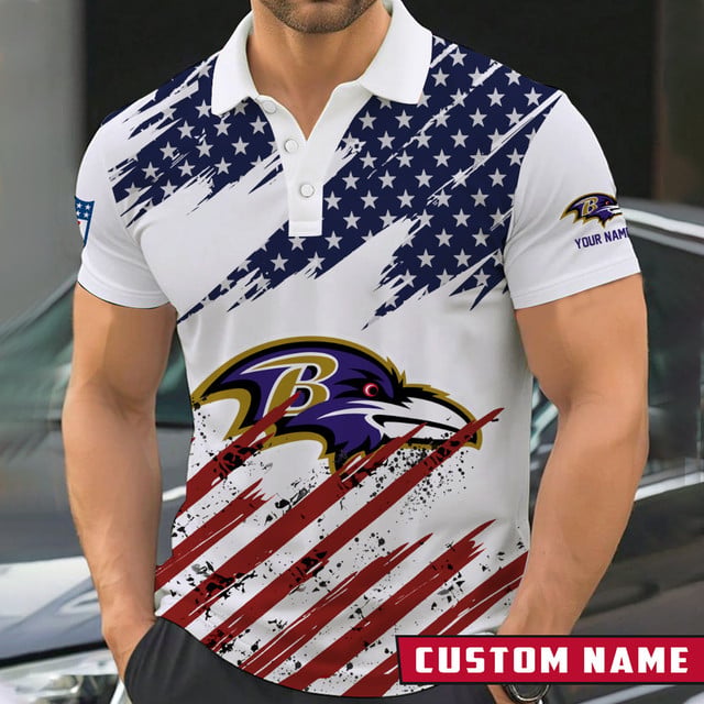 LIMITED EDITION - NEW CUSTOMIZED NFL28 BTR BALTIMORE RAVENS POLO SHIRT