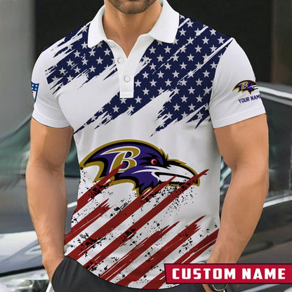 LIMITED EDITION - NEW CUSTOMIZED NFL28 BTR BALTIMORE RAVENS POLO SHIRT