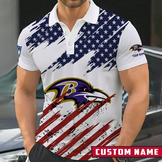 LIMITED EDITION - NEW CUSTOMIZED NFL28 BTR BALTIMORE RAVENS POLO SHIRT