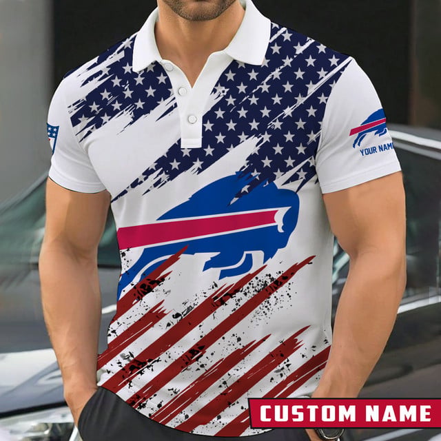 LIMITED EDITION - NEW CUSTOMIZED NFL03 BFB BUFFALO BILLS POLO SHIRT
