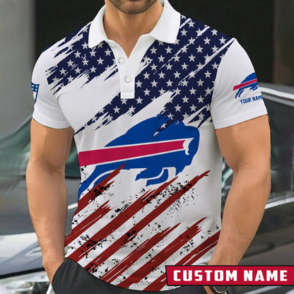 LIMITED EDITION - NEW CUSTOMIZED NFL03 BFB BUFFALO BILLS POLO SHIRT