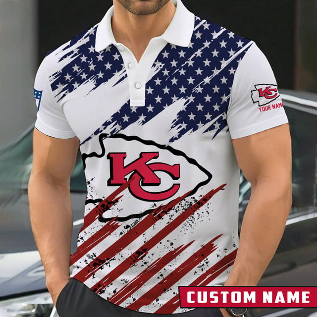 LIMITED EDITION - NEW CUSTOMIZED NFL01 KCC KANSAS CITY CHIEFS POLO SHIRT
