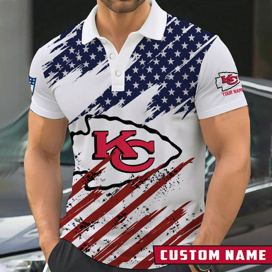 LIMITED EDITION - NEW CUSTOMIZED NFL01 KCC KANSAS CITY CHIEFS POLO SHIRT