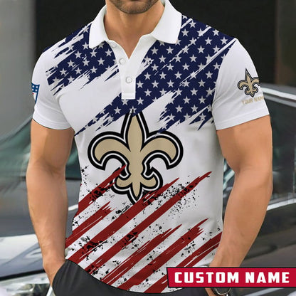 LIMITED EDITION - NEW CUSTOMIZED NFL24 NOS NEW ORLEANS SAINTS POLO SHIRT