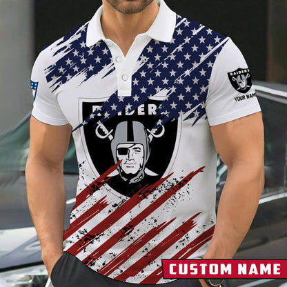 LIMITED EDITION - NEW CUSTOMIZED NFL07 LVR LAS VEGAS RAIDERS POLO SHIRT