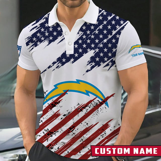 LIMITED EDITION - NEW CUSTOMIZED NFL09 LAC LOS ANGELES CHARGERS POLO SHIRT