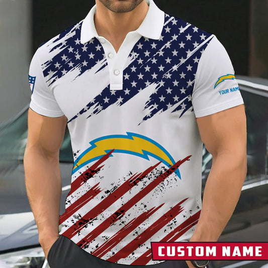 LIMITED EDITION - NEW CUSTOMIZED NFL09 LAC LOS ANGELES CHARGERS POLO SHIRT