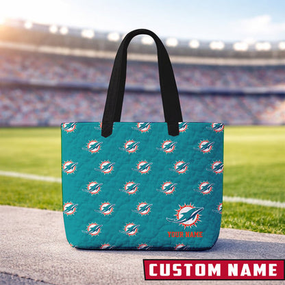 LIMITED EDITION - NEW CUSTOMIZED NFL19 MM DOPHINS QUILTED TOTE BAG