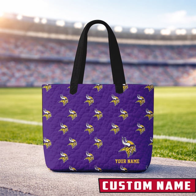 LIMITED EDITION - NEW CUSTOMIZED NFL05 MN VIKINGS QUILTED TOTE BAG