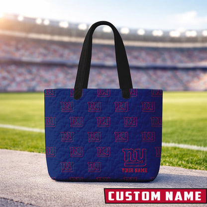 LIMITED EDITION - NEW CUSTOMIZED NFL32 NY GIANTS QUILTED TOTE BAG