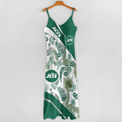 LIMITED RUN - NEW CUSTOMED NFL25 NYJ NY JETS HAWAIIAN LONG DRESS