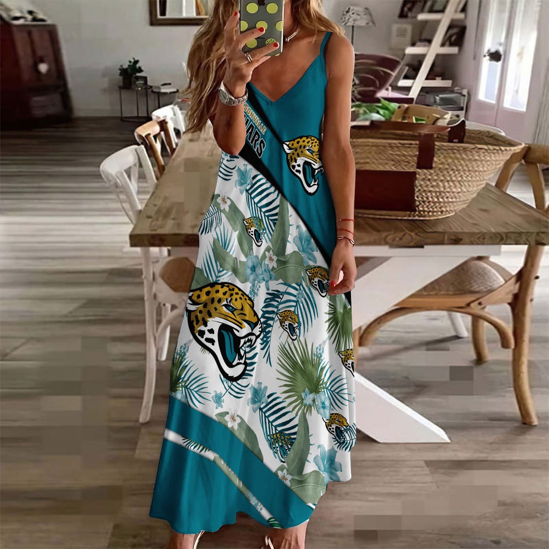 LIMITED RUN - NEW CUSTOMED NFL30 JSJ JS JAGUARS HAWAIIAN LONG DRESS