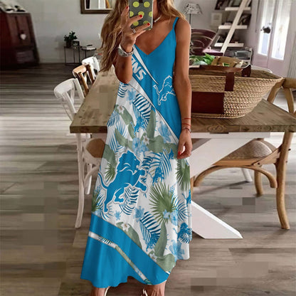 LIMITED RUN - NEW CUSTOMED NFL04 DTL DT LIONS HAWAIIAN LONG DRESS