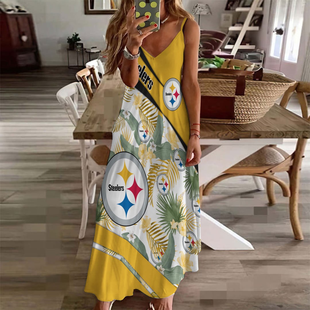LIMITED RUN - NEW CUSTOMED NFL14 PSB PB STEELERS HAWAIIAN LONG DRESS