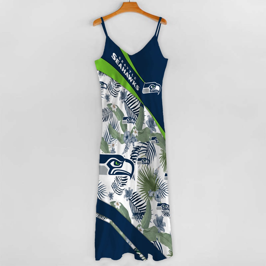 LIMITED RUN - NEW CUSTOMED NFL06 SSH SE SEAHAWKS HAWAIIAN LONG DRESS