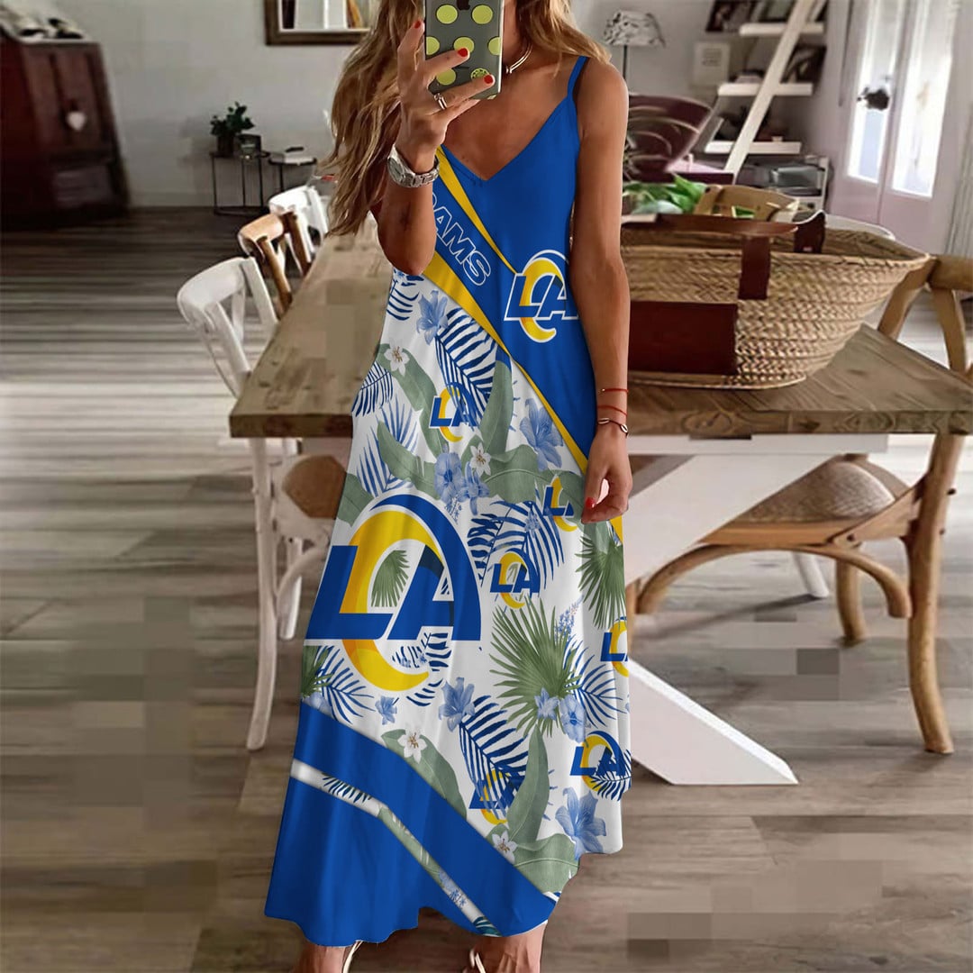 LIMITED RUN - NEW CUSTOMED NFL22 LAR LA RAMS HAWAIIAN LONG DRESS