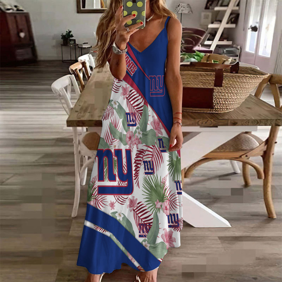 LIMITED RUN - NEW CUSTOMED NFL32 NYG NY GIANTS HAWAIIAN LONG DRESS