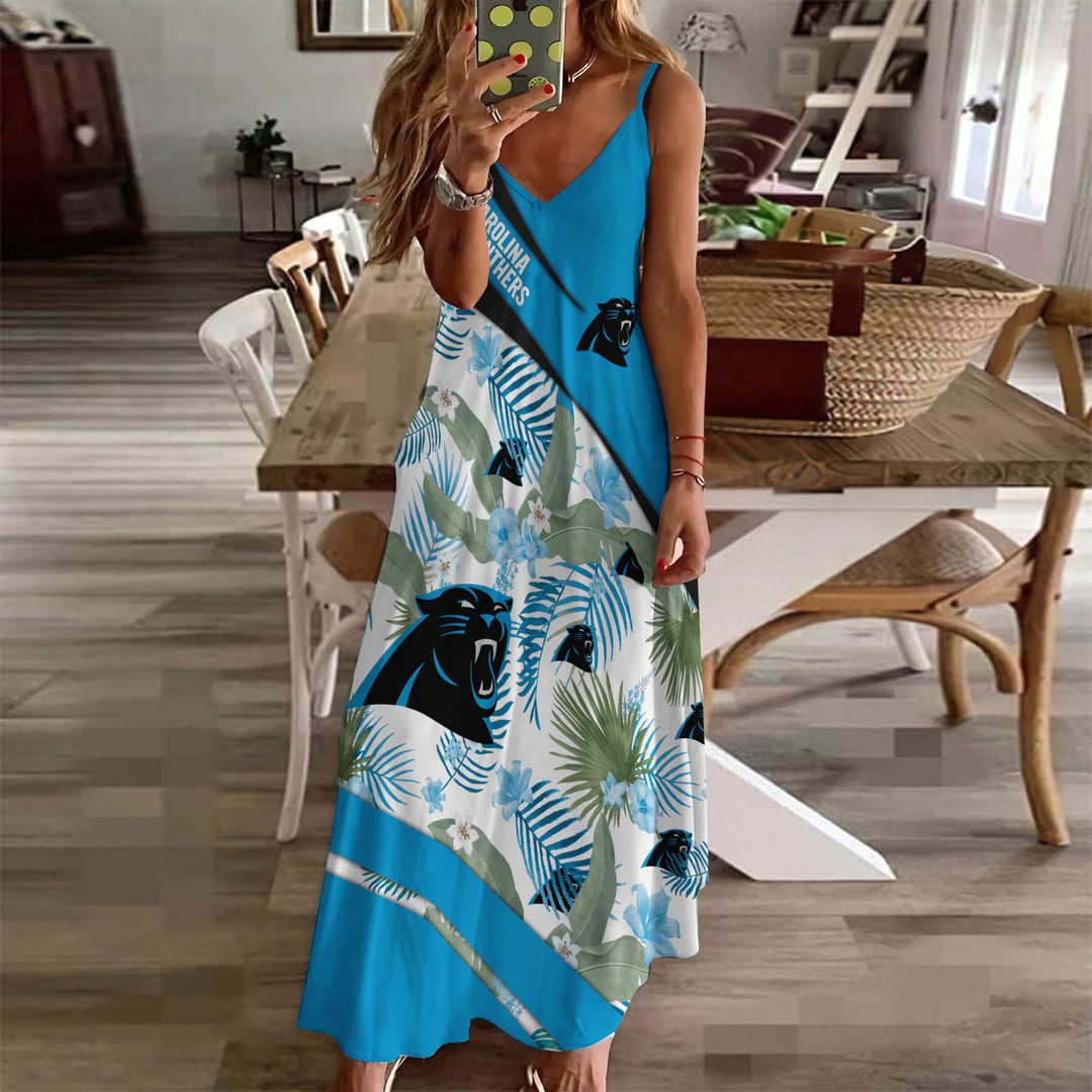 LIMITED RUN - NEW CUSTOMED NFL23 CLP CR PANTHERS HAWAIIAN LONG DRESS