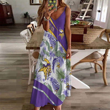 LIMITED RUN - NEW CUSTOMED NFL05 MVK MN VIKINGS HAWAIIAN LONG DRESS