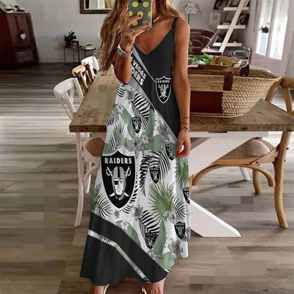 LIMITED RUN - NEW CUSTOMED NFL07 LVR LV RAIDERS HAWAIIAN LONG DRESS
