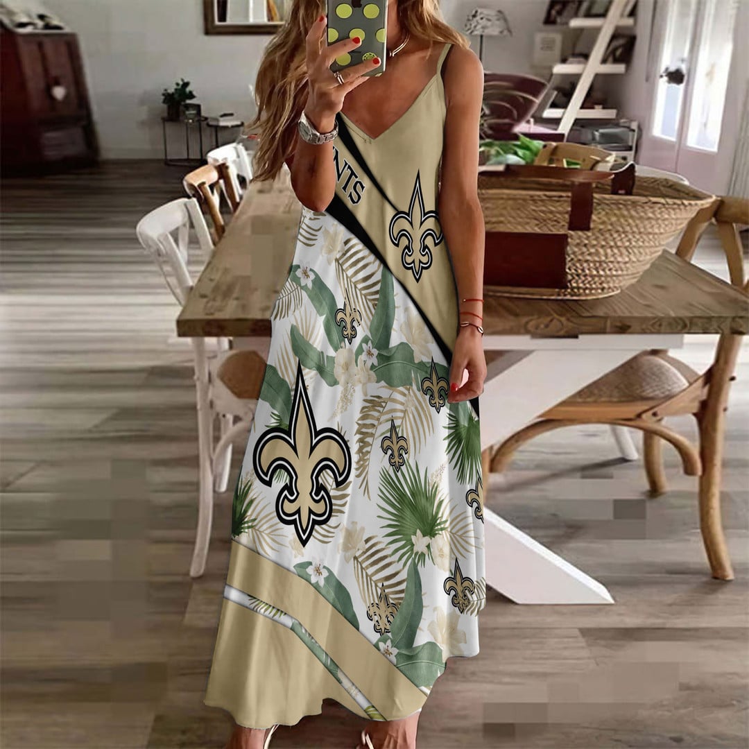 LIMITED RUN - NEW CUSTOMED NFL24 NOS NO SAINTS HAWAIIAN LONG DRESS