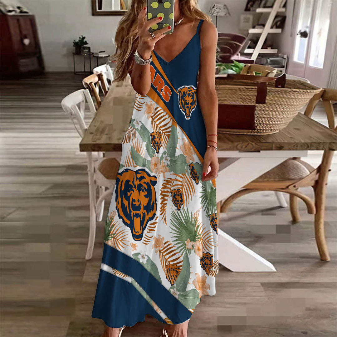 LIMITED RUN - NEW CUSTOMED NFL26 CCB CH BEARS HAWAIIAN LONG DRESS