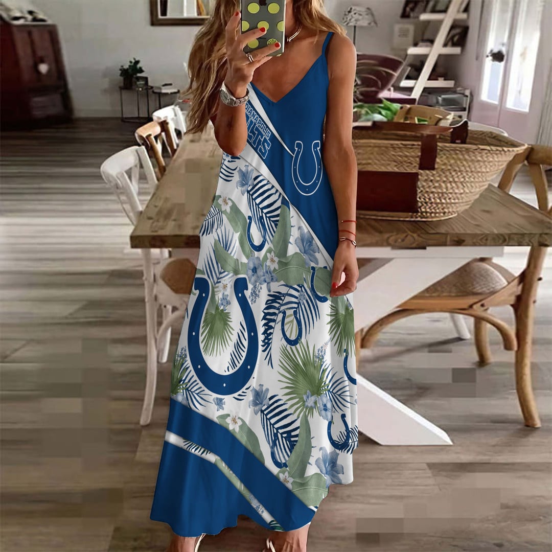 LIMITED RUN - NEW CUSTOMED NFL17 IDC ID COLTS HAWAIIAN LONG DRESS
