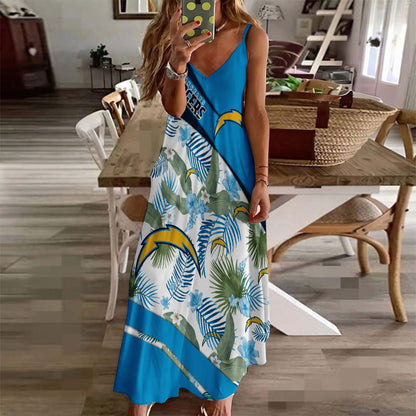 LIMITED RUN - NEW CUSTOMED NFL09 LAC LA CHARGERS HAWAIIAN LONG DRESS