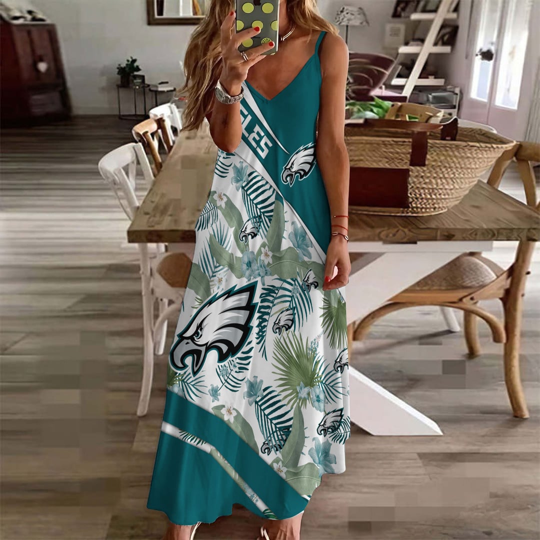 LIMITED RUN - NEW CUSTOMED NFL02 PPE PP EAGLES HAWAIIAN LONG DRESS