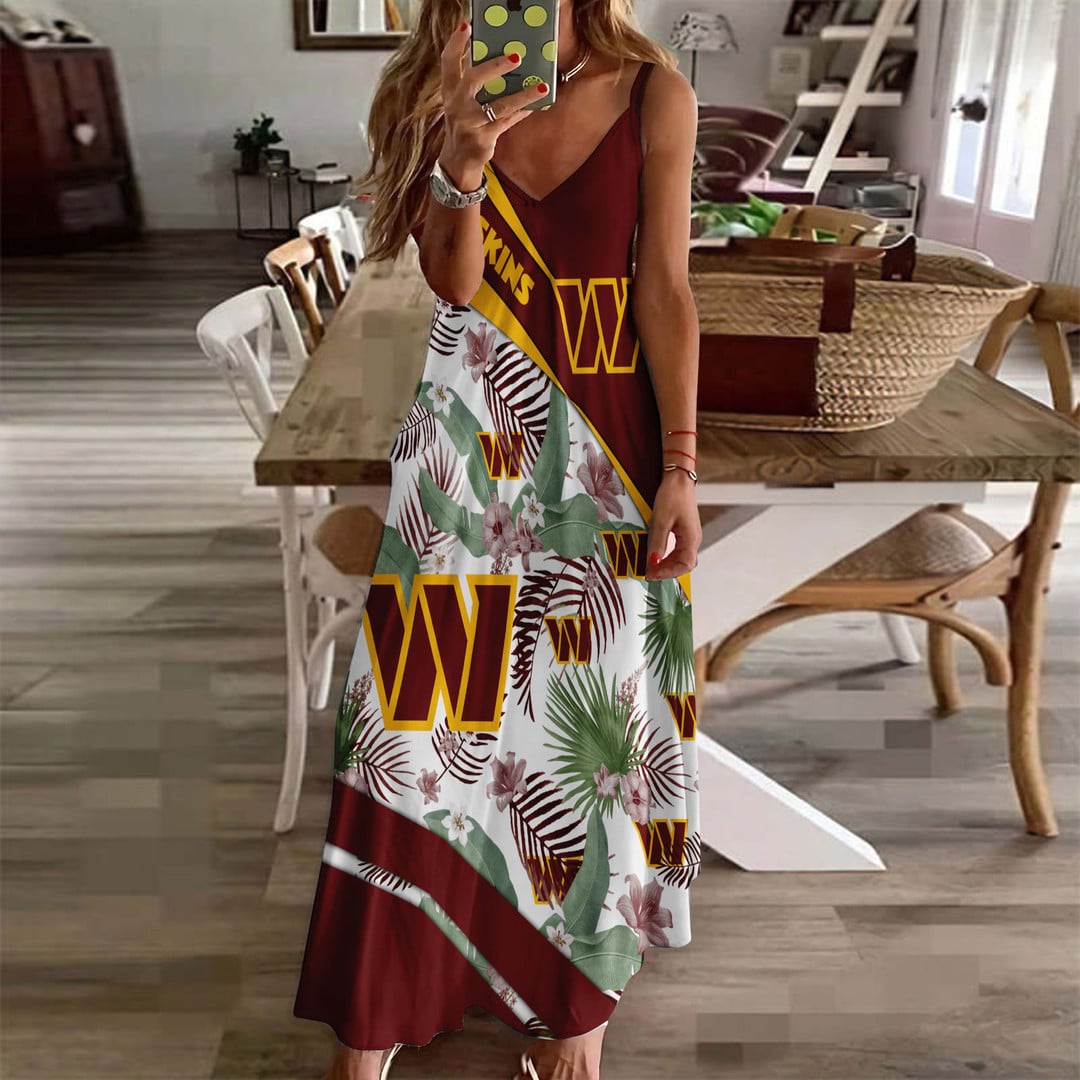 LIMITED RUN - NEW CUSTOMED NFL12 WTC WS COMMANDERS HAWAIIAN LONG DRESS