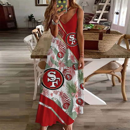 LIMITED RUN - NEW CUSTOMED NFL11 SF49 SF49ERS HAWAIIAN LONG DRESS