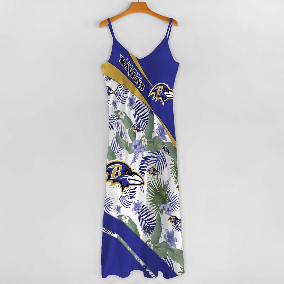 LIMITED RUN - NEW CUSTOMED NFL28 BTR BT RAVENS HAWAIIAN LONG DRESS
