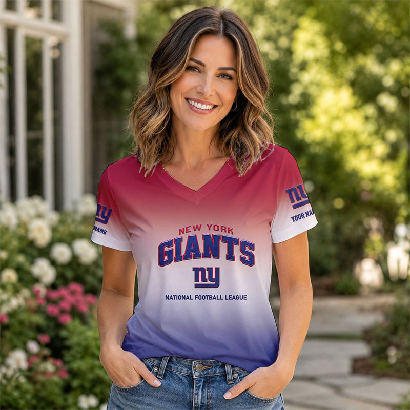 LIMITED EDITION - NEW CUSTOMIZED NFL32 NYG NY GIANTS V-NECK FEMALE SHIRT