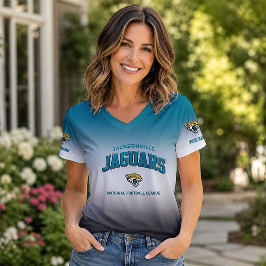 LIMITED EDITION - NEW CUSTOMIZED NFL30 JSJ JS JAGUARS V-NECK FEMALE SHIRT