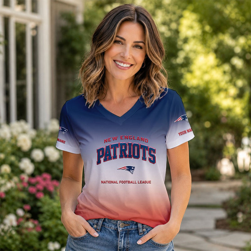LIMITED EDITION - NEW CUSTOMIZED NFL27 NEP NE PATRIOTS V-NECK FEMALE SHIRT