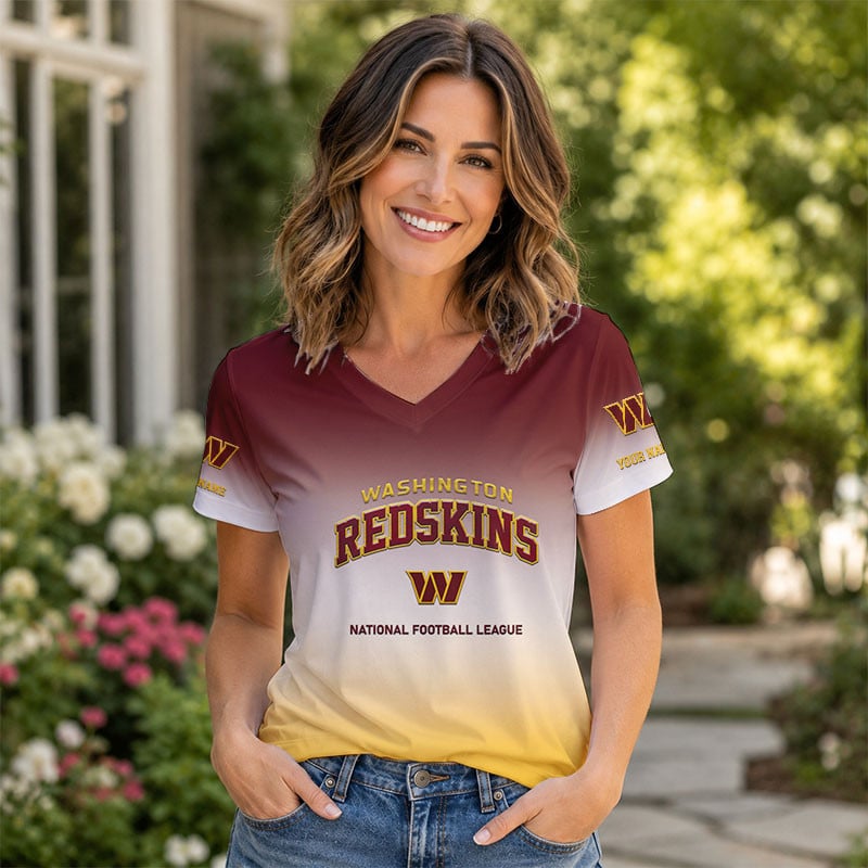 LIMITED EDITION - NEW CUSTOMIZED NFL12 WTC WS COMMANDERS V-NECK FEMALE SHIRT