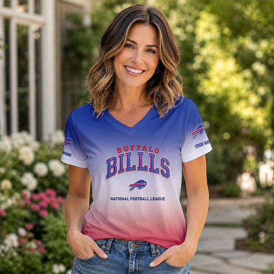 LIMITED EDITION - NEW CUSTOMIZED NFL03 BFB BF BILLS V-NECK FEMALE SHIRT