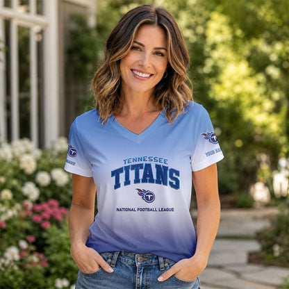 LIMITED EDITION - NEW CUSTOMIZED NFL31 TST TN TITANS V-NECK FEMALE SHIRT